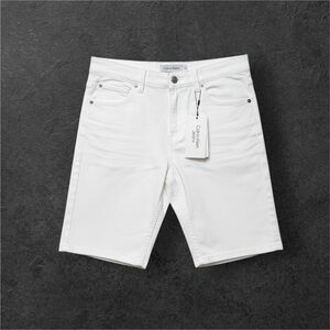 NWT Calvin Klein Jeans Boys White Jean Shorts Classic Summer Vacation Slim